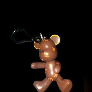 Brown Bear Keychain with Gold Accents